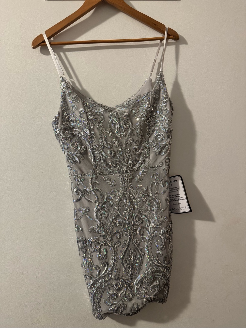 NWT B. Darlin Silver Sequin Cocktail Dress Size 13/14